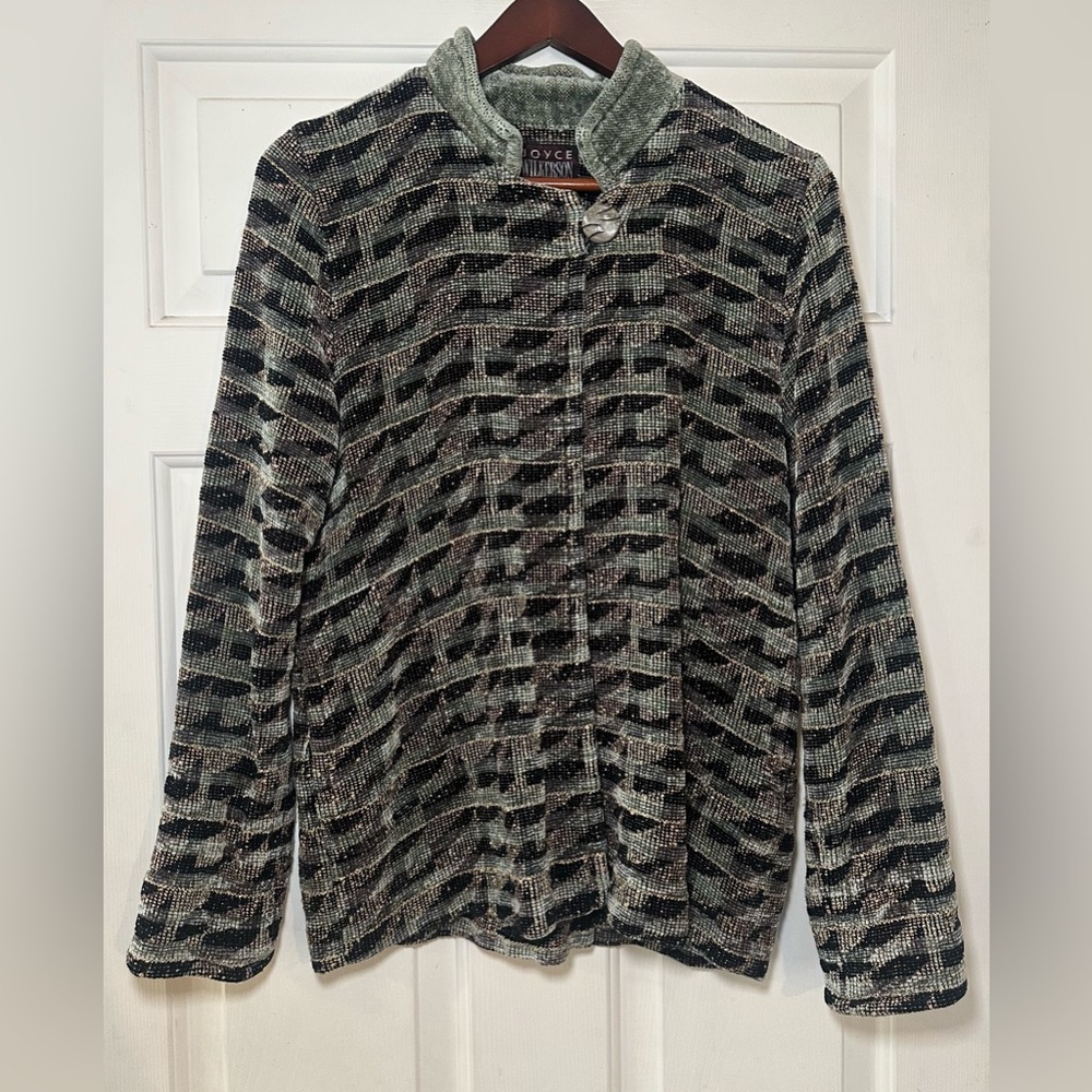 Joyce‎ Wilkerson Hand Woven Textile Long Sleeve Single Button Top Womens M.